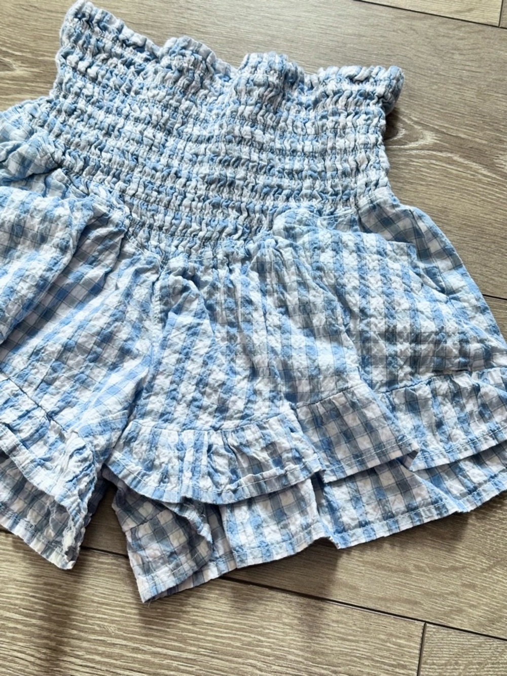 Sincerely Jules Gingham Plaid High Rise Ruffle Hem Shorts - Picture 6 of 13